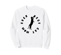 Idée Cadeau pour Amoureux des Chats Noirs avec Inscription « Best Cat Mom Ever » Sweatshirt