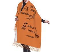 Idée cadeau pour maman, orange Bless This O Lord We Pray Christian Inspirational Prayer For All Tassels Soft Scarve Shawls Wraps, ROF02, taille unique