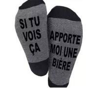 Idée Cadeau ""Si tu vois ça, apporte moi une bière"" chaussettes fantaisies taille unique 38/47 extensible, douce en plus d’être
