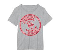 Idée Cadeau Tata ou Tatie Drôle Meilleure Tata du Monde T-Shirt, Femme Grandes Tailles, Gris Chiné, 1X