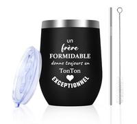 Idee Cadeau Tonton Noel Original Cadeau Anniversaire Tonton Noël Cadeaux Pour Oncle De Niece Frère Famille Maison Homme 355ml Tasse à Café En Acier Inoxydable Verre a Vin Avec Paille Fête Des Pères