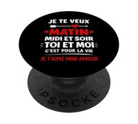 idée Couple toi et Moi C'est pour la Vie Je t'aime Mon Amour PopSockets PopGrip Adhésif