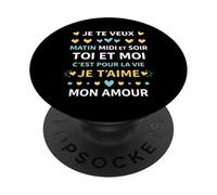 idée Couple toi et Moi C'est pour la Vie Je t'aime Mon Amour PopSockets PopGrip Adhésif