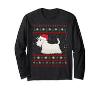 Idée de Noël terrier écossais pour femme et chien écossais de Noël Manche Longue