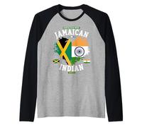 Idée de tenue Jamaïque Indian Roots pour femme et drapeau de l'Inde Manche Raglan