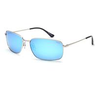 IDEE Grandes lunettes de soleil pour homme, protection UV 100 %, Argent brillant, 61