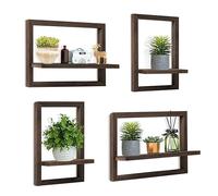 idee-home Lot de 4 étagères flottantes carrées pour mur, décoration d'intérieur, étagères flottantes carrées en bois, étagères suspendues pour mur, étagères murales pour salle de bain, salon
