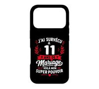 Idée Humour Blague Couple J’AI Survécu à 11 Ans de Mariage Coque pour iPhone 17 Pro