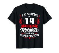 Idée Humour Blague Couple J’AI Survécu à 14 Ans de Mariage T-Shirt
