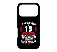 Idée Humour Blague Couple J’AI Survécu à 15 Ans de Mariage Coque pour iPhone 17 Pro