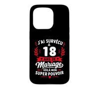 Idée Humour Blague Couple J’AI Survécu à 18 Ans de Mariage Coque pour iPhone 15 Pro