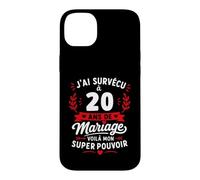 Idée Humour Blague Couple J’AI Survécu à 20 Ans de Mariage Coque pour iPhone 14 Plus