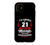 Idée Humour Blague Couple J’AI Survécu à 21 Ans de Mariage Coque pour iPhone 11