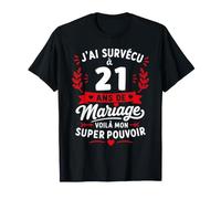 Idée Humour Blague Couple J’AI Survécu à 21 Ans de Mariage T-Shirt