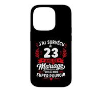 Idée Humour Blague Couple J’AI Survécu à 23 Ans de Mariage Coque pour iPhone 14 Pro