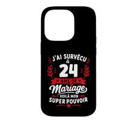 Idée Humour Blague Couple J’AI Survécu à 24 Ans de Mariage Coque pour iPhone 14 Pro