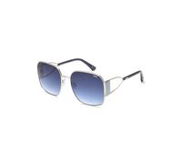 IDEE Lunettes de soleil 100 % anti-UV pour femme, carrées, bord complet, dégradé de couleur, monture argentée, verres bleus, taille L