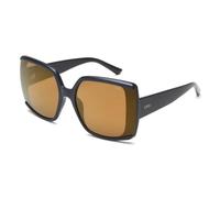 IDEE Lunettes de soleil 100 % protégées contre les UV pour femme avec monture en polycarbonate bleu brillant à paillettes | Taille - L avec verres marron