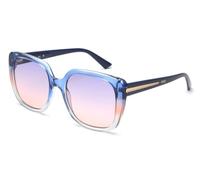 IDEE Lunettes de soleil 100 % protégées contre les UV pour femme avec monture en polycarbonate dégradé bleu cristal brillant | Taille - L avec verres bleus, bleu, 56
