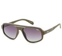 IDEE Lunettes de soleil 100 % protégées contre les UV pour homme avec monture en polycarbonate olive brillant et vert olive mat | Taille - L avec verres verts, vert, 56