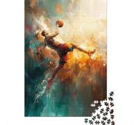Idée Noël Adulte Basketball Player in Flight Abstract Art Puzzle en Bois