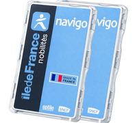 Idée pro mobilité Étui Carte Navigo & Badge - Lot de 2 - 6 Clips Sécurisés - Protection 360° - Ultra Plat 3 mm - Format Universel 85x54 mm - Transparent - Fabriqué en France