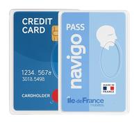 Idée pro mobilité® Lot de 2 Étuis Porte-Cartes Rigide Transparent - Protection Cartes Bancaires, Navigo, Badges - Compact, Résistant et Minimaliste - Fabriqué en France