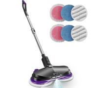 iDEEBO Serpillière Electrique, Balai Electrique Sans Fil Rechargeable avec fonction pulvérisation d'eau, Éclairage LED, Réservoir d'eau de 300 ml pour essuyer, récurer et polir les sols