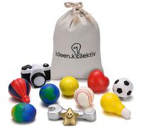 ideen.kollektiv Jeu de balles de modération 11 pièces : designs variés pour le coaching, le team building & la pensée créative avec sac en coton de qualité - V.1