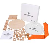 ideen.kollektiv Table à bascule en bois - jeu d'équilibre pour favoriser la communication, l'adresse & le teambuilding - sac et 25 éléments en bois inclus