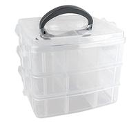 ideen mit herz Boîte de rangement avec couvercle et poignée de transport | 18 compartiments | 16,5 x 15,5 x 13 cm | 3 niveaux de 6 compartiments chacun | pour petits objets, perles, bijoux, vis