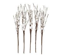 Ideen mit Herz | Branches décoratives avec chatons en osier | Chaton de palmier | Plante artificielle | Décoration de Pâques | Printemps | 5 branches | 33 cm de long (blanc)
