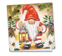 Ideen mit Herz - Carte de vœux - 16 x 16 cm - 370 g/m² - Idéale pour la peinture diamant Avec enveloppe et accessoire - Motif lutin de Noël