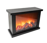 Ideen mit Herz Cheminée LED,Cheminée décorative,Électrique,Fonctionne sur piles,Sans chauffage,Effet flamme/flamme réaliste,30x11.5x20 cm,Avec fonction minuterie (6 heures allumé,18 heures OFF)