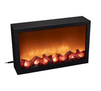 Ideen mit Herz Cheminée LED décorative - Électrique - Sans chauffage - Effet feu / flamme réaliste - 41 x 10 x 25 cm - Avec fonction minuterie (6 heures allumées, 18 heures éteintes)