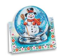 Ideen mit Herz Diamond Painting Carte à poser 370 g/m² 16,3 cm x 16 cm avec enveloppe et outils inclus (boule à neige avec bonhomme de neige)