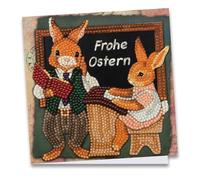 Ideen mit Herz Diamond Painting Carte de vœux, 16 cm x 16 cm, 370 g/m², avec enveloppe et outils (école de lapin)