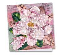 Ideen mit Herz Diamond Painting Carte de vœux, 16 x 16 cm, 370 g/m², avec enveloppe et outils, magnolia et plumes