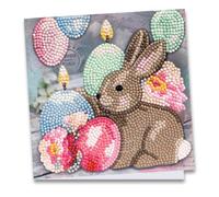 Ideen mit Herz Diamond Painting Carte de vœux, 16 x 16 cm, 370 g/m², avec enveloppe et outils, motif de lapin avec bougie
