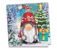 Ideen mit Herz Diamond Painting Carte de vœux, 16 x 16 cm, 370 g/m², avec enveloppe et outils, motif de lutin de Noël avec cadeau