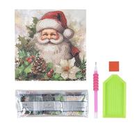Ideen mit Herz Diamond Painting Carte de vœux, 16 x 16 cm, 370 g/m², avec enveloppe et outils, motif de père Noël avec poinsettia
