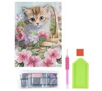 Ideen mit Herz Diamond Painting - Carte de vœux - Format B6 (11,5 x 16,5 cm) - 370 g/m² - Avec enveloppe et outils - Motif chat dans un panier