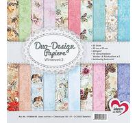 Ideen mit Herz Duo-Design Lot de 20 feuilles de papier de bricolage 25 x 25 cm 250 g/m² Imprimé des deux côtés Papier design Papier à motif Idéal pour le scrapbooking (période d'hiver 3)