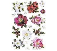 Ideen mit Herz Feuille d'autocollants « 3D en relief » - Gaufrage de qualité supérieure avec effet 3D - Feuille DIN A4 avec différents motifs (fleurs de Noël)