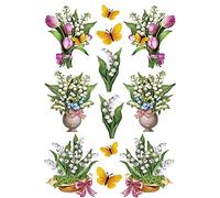 Ideen mit Herz - Feuille d'autocollants - 3D - En relief - Gaufrage de qualité supérieure avec effet 3D - Feuille DIN A4 avec différents motifs (muguet 03)