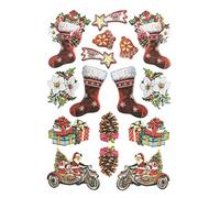 Ideen mit Herz - Feuille d'autocollants - 3D - En relief - Gaufrage de qualité supérieure avec effet 3D - Feuille DIN A4 avec différents motifs (Noël Vintage 02)