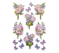 Ideen mit Herz - Feuille d'autocollants - 3D - En relief - Gaufrage de qualité supérieure avec effet 3D - Feuille DIN A4 avec différents motifs (fleurs bleues 05)