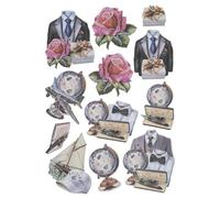 Ideen mit Herz Feuille d'autocollants - 3D - En relief - Gaufrage de qualité supérieure avec effet 3D - Feuille DIN A4 avec différents motifs (classique élégant pour homme 02)