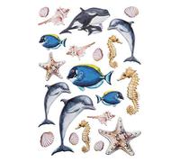 Ideen mit Herz - Feuille d'autocollants - 3D - En relief - Gaufrage de qualité supérieure avec effet 3D - Feuille DIN A4 avec différents motifs (maritime, dauphins)