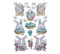 Ideen mit Herz - Feuille d'autocollants - 3D - En relief - Gaufrage de qualité supérieure avec effet 3D - Feuille DIN A4 avec différents motifs (Pâques, lapins mignons 05)